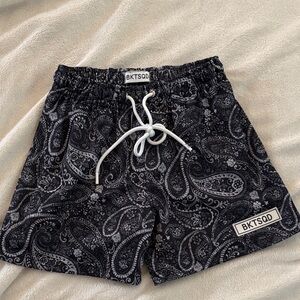 Men's Black Paisley Athletic Shorts